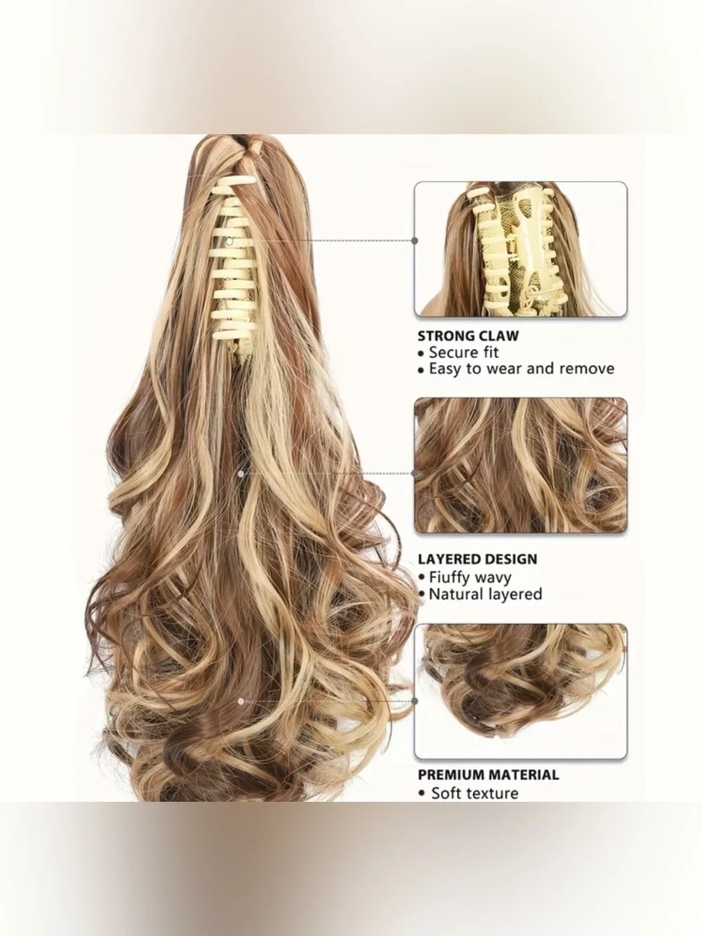 12-Inch Clip-In Ponytail with Short Wavy Curls - Heat-Resistant Synthetic Hair